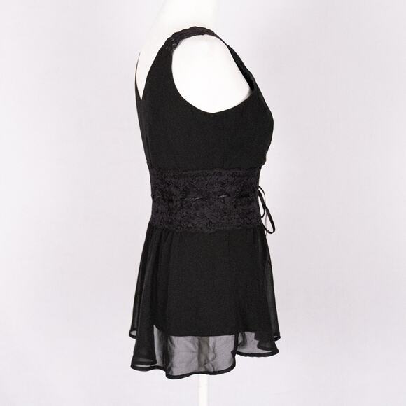 Y2K ESPRIT Black Babydoll Top Size 6 Lace Dark Fairy Whimsigoth Sheer Romantic - Picture 6 of 7